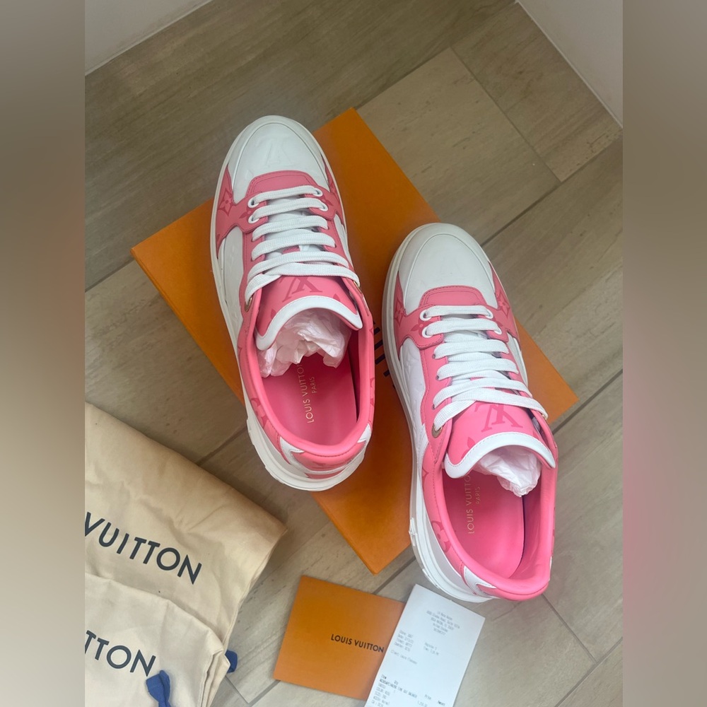 Louis Vuitton Women's Sneakers in Pink and White - Picture 4 of 11